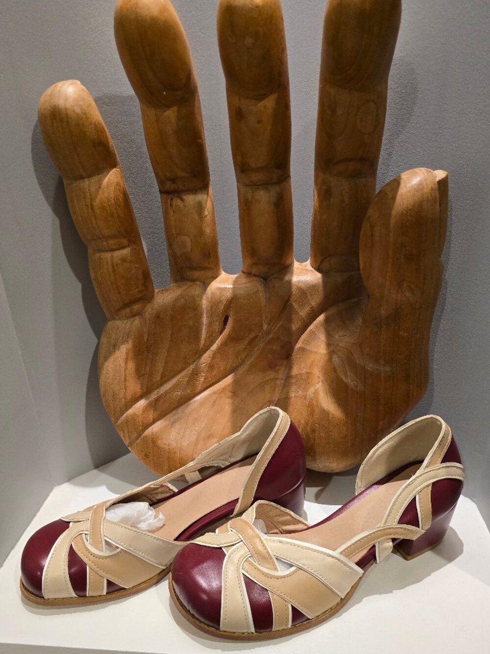 Sandra Vintage Vibes Colorblock Low Block Heels - Retro 1940s d'Orsay Pumps S39